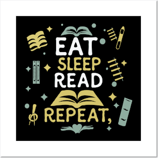 Eat Sleep Read Repeat, Funny Reading Posters and Art